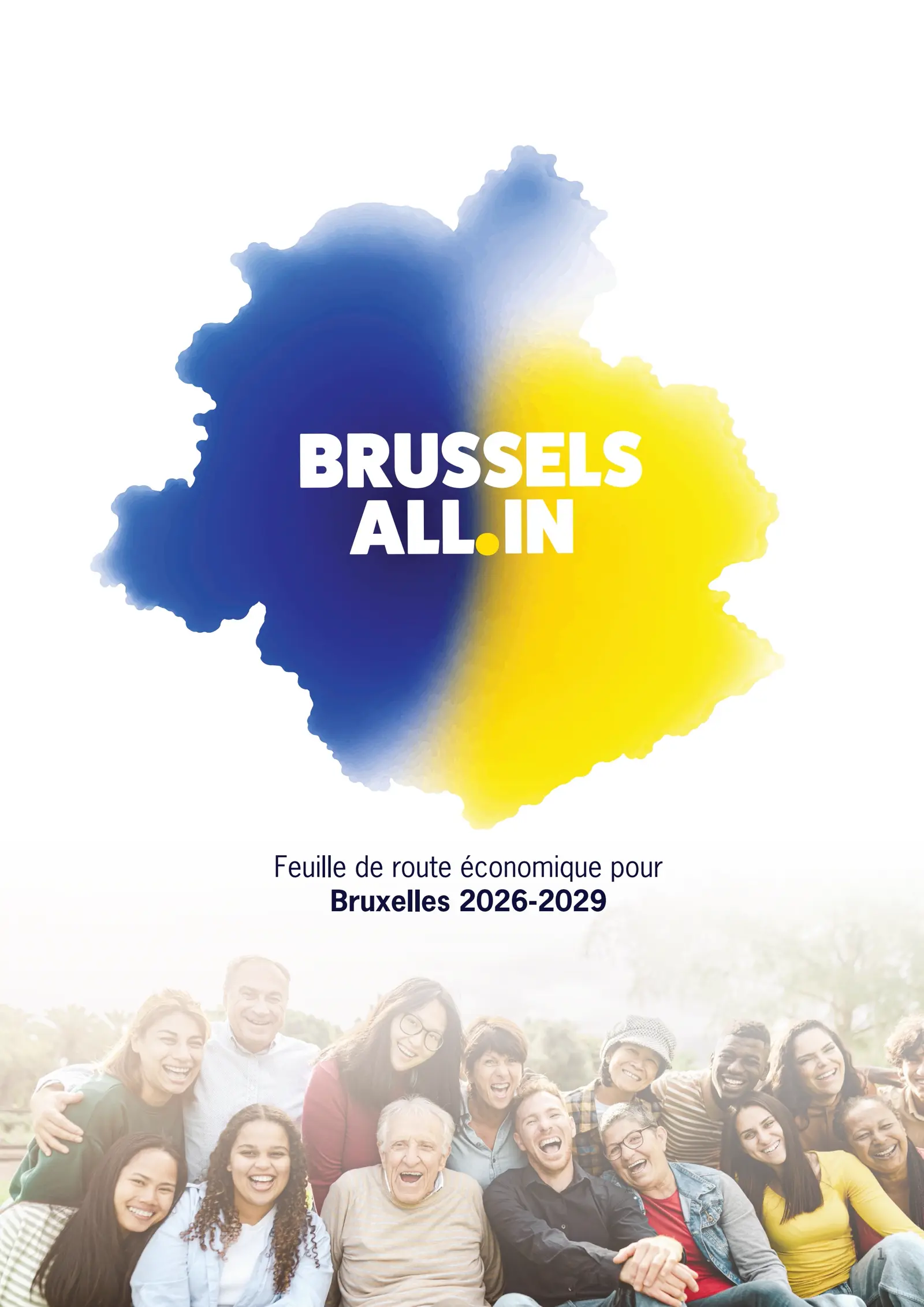 Couverture officielle de la brochure « Brussels All.In — Feuille de route économique pour Bruxelles 2026-2029 » publiée par le cabinet du ministre Laurent Hublet.